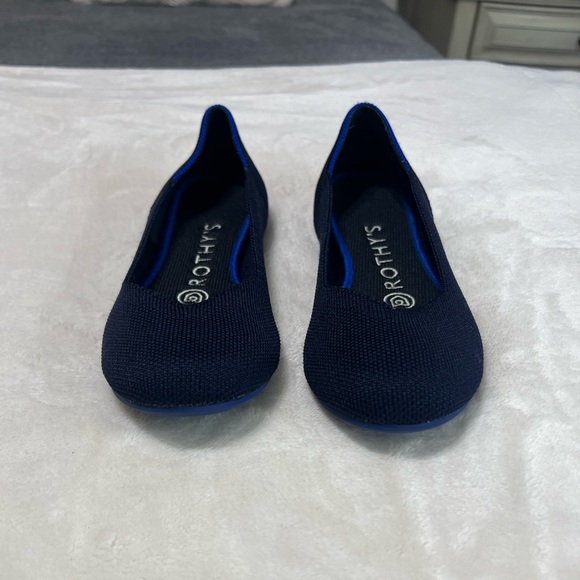 Rothy’s The Flat Round Toe Flats Navy Blue Knit Women’s Size 5 Sustainable Shoes - Picture 3 of 11